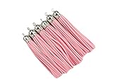QIANHAILIZZ 20 Silver 3-1/2 Inch Faux Suede Tassel Charm Keychain Cellphone Straps D451 (pink)