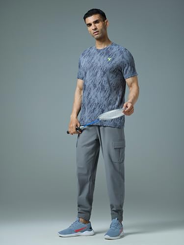 Image of TECHNOSPORT Men's Solid Slim Fit Sports Cargo Joggers DURACOOL+ Quick Dry Breathable Moisture Wicking Stretch Gym Track Pants Running Training Fitness Activewear