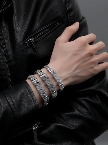 925 Sterling Silver Retro Bracelet for Men, Cuban Link Chain Bracelet for Men,Length 7,87 inch - 8,66 inch, Width 0,43 inch, 2.12-2.3 oz2