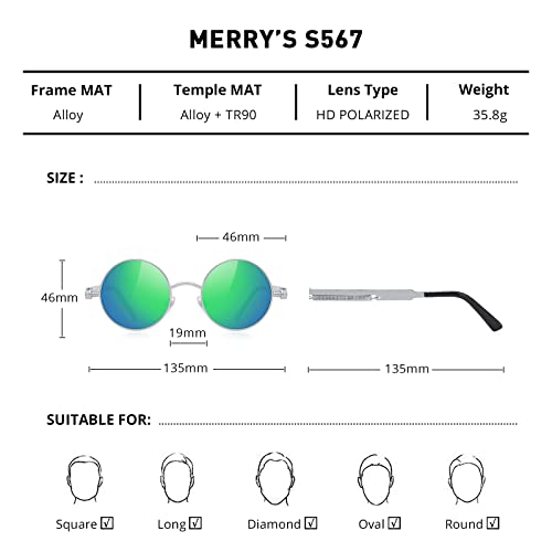 MERRY'S Gothic Steampunk Sunglasses for Women Men Round Lens Metal Frame S5672