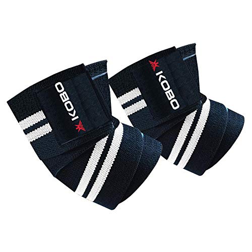 Kobo Power Lifting Elbow Wrap/Elbow Support for Weightlifting Body Building 40 Inches (Pair), Black-White (B08X75JWKJ) Amazon Price History, Amazon Price Tracker
