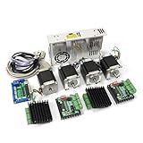 El paquete incluye: 4 controladores de eje único TB6560 MD430, 4 motores paso a paso 23HS8430B (76 mm, 270 oz-in, doble onda), 1 fuente de alimentación conmutada de 350 W 24 V CC, 1 placa de circuito de 5 ejes, 1 cable paralelo DB25, 1 unidad. Cable USB compatible solo con Windows. XP, no USB.