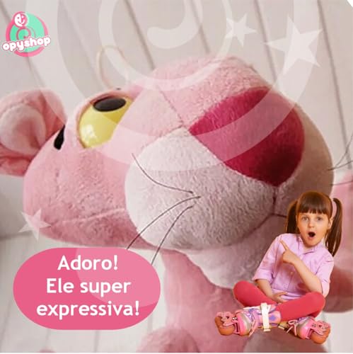 Pantera Cor de Rosa Brinquedo de Pelúcia Grande 90 cm Com Musica da Personagem Tem Roupa Brinquedo d