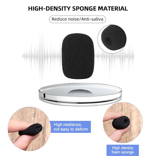 Image of Headset Microphone Foam Covers, 10 Pack, 30 x 22 mm, Black | Washable mic sponge windscreens with 8 mm inner holes for compatible headset microphones and portable voice amplifiers