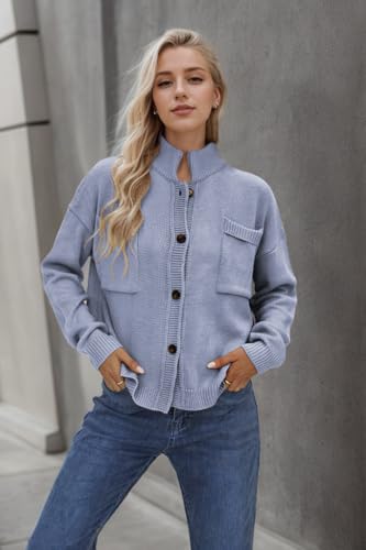 Image of Sumleno Long Sleeve Cardigan Sweaters for Women Button Down Tops Vintage Grandpa Aesthetic Grunge Fall Winter Outfits