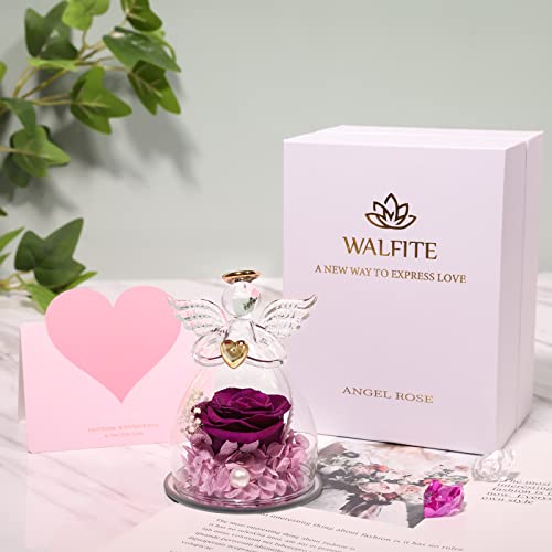 Walfite Angel Preserved Flowers,Forever Angel Rose,Glass Flowers,Preserved Rose,Angel Gifts For Women,Glass Rose Flower,Artificial Rose,Valentine Day,Birthday Present, Mothers Day #TOP1