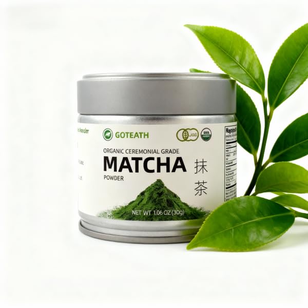 Miniatura 3 de Polvo de té verde matcha de grado ceremonial orgánico  Matcha de primera cosecha premium, vegano, 100% puro sin azúcar, sin aditivos, lata de 1.06
