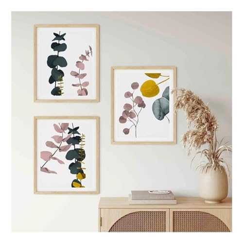 Affiche abstraite d'eucalyptus grand format pour habiller un grand mur blanc de salon