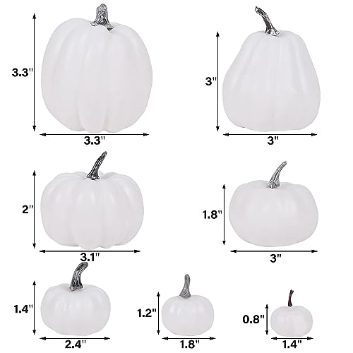 Image of winemana 46 Pcs Artificial White Pumpkins Fall Decorations | Assorted Size, Paintable, Foam Pumpkin, Halloween Thanksgiving Autumn Decor, For Table Centerpiece Mantle Bowl Crafts