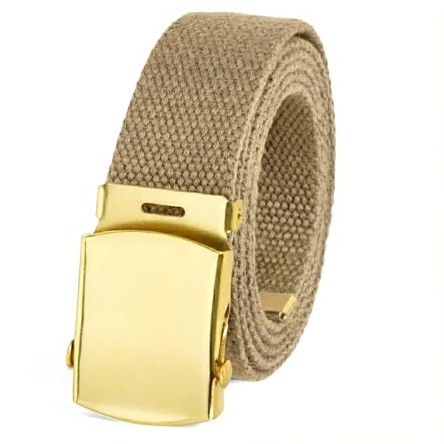 BC Belts Canvas Web Belt Military Style with Brass Buckle and Tip 54