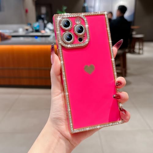 Coque strass iPhone 13 Pro Max antichoc rose plaquée brillante