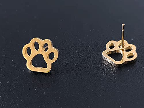 Minimalist Paw Small Stud Earrings for Women Girls Stainless Steel Hypoallergenic Hollow-out Puppy Cat Dog Animal Pawprint Cartilage Tragus Post Pin Christmas Dainty Jewelry Gifts for Daughter Niece3