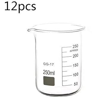 Glassware Labware 12PCS/LOT Glass Beaker 250ml Lab Supplies Glass Lab Beaker Sets