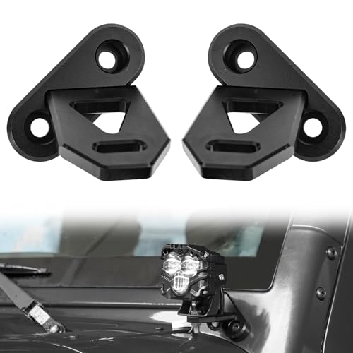 OFFROAD GAMERS JK Light Mount Brackets 2PCS A-Pillar Windshield Hinge Light Mounting Brackets for LED Offroad Light Halogen LED Pods Work Lights Hood Cowl Mount Brackets
