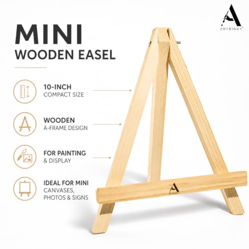 Image of Wooden Mini Easel Stand 10inch for Painting & Display Purposes, Small Handmade 10 Inch Canvas Stand for Painting, Presentations and Display Purposes (Set of 16)