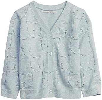GAP Unisex Baby Pointelle Cardigan Sweater, Lt Blue Heather, 0-3 Months US