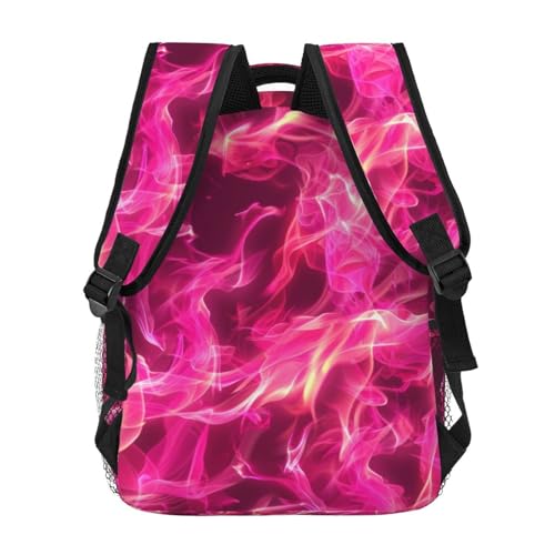 Pink Fire Flames Lightweight Backpack Travel Casual Bags for Women or Men 15.7 Inches4