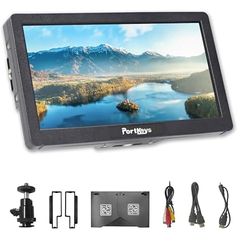 Portkeys HD7H Camera Field Monitor 7" 1000 Nits Brightness, 4K HDMI Camera Monitor with Anti-Glare Glass and Sun Hood Focus Peaking False Color Anamorphic De-Squeeze for DSLR do baterii NP-F