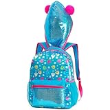 Mochila Escolar Bolsa Infantil Feminina Menina Resistente Brilho Para Costas Com Capuz Brilhante Azul