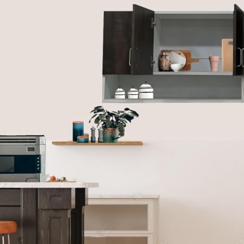 Image of Multipurpose Storage Cabinet & Adjustable Shelf Space Organizer Engineered Wood Termites Resistance Wall Mounted for Office, Kitchen, Bedroom (Cochwood Brown & Highland Pine, Door 3)