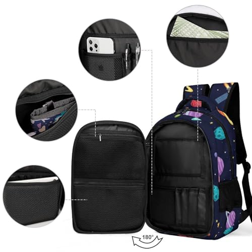 Men's Commuter Bag Large Travel Bag Portable Work Backpack With Double Zippers Galaxy Space Astronaut3