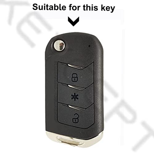 Image of KEYCEPT Mahindra TPU Leather Key Cover Compatible for Marazzo | Thar | Scorpio | TUV | Bolero | XUV 700 3 Button Flip Key Cover (Keychain 1, Silver)