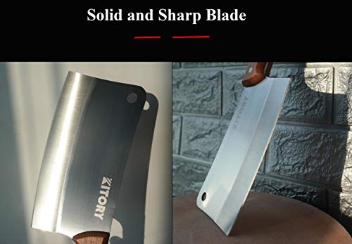 Kitory Meat Cleaver 7'' Heavy Duty Chopper Butcher Knife Bone Cutter Chinese Kitchen Chef’s Chopping Knife For Meat, Bone- Full Tang 7Cr17Mov High Carbon Stainless Steel - Pear Wood Handle #TOP3