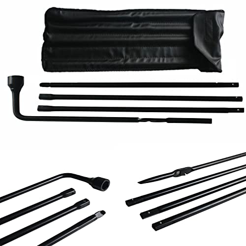 Tires Lug Wrench Design for 2000-2014 Chevy Silverado & 2000-2014 GMC Sierra Lug Wrench Heavy Duty with Carrying Bag and 2 Extension Segments Heavy Duty 4-Piece Steel Tire Wrench Set Lug Wrench Kit