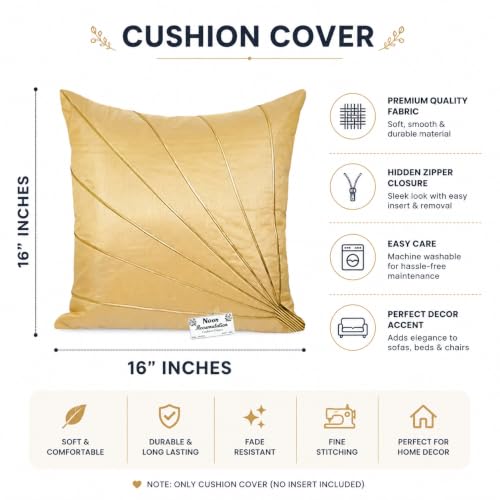 Image of Noor Silk Cushion Covers Pack of 7 | 16x16 Inches, Beige