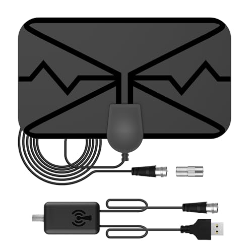 Lamkrtlp Antena TV Interior Potente, 250 KilóMetros De RecepcióN De Largo Alcance con Amplificador y Cable Coaxial para 1080P 4K Canales de TV Gratis DTMB VHF UHF DVB-T2 DVB-T TDT