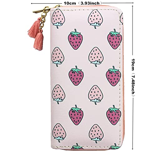 Timlee Cute Rainbow Unicorn Long Wallets Long Purse (Strawberry)2