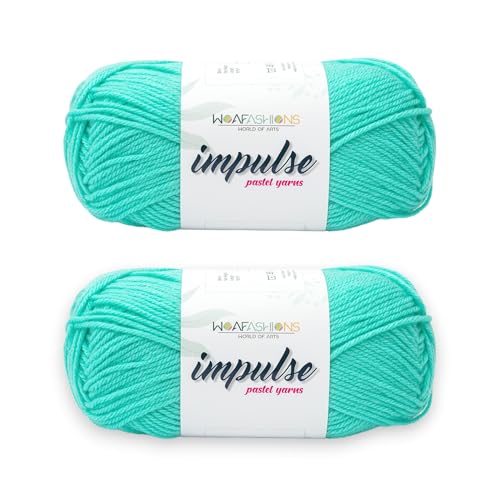 Image of WOAFashions Impulse Hand Knitting & Crochet Yarn, Premium Acrylic, 4 : Medium (Aqua) (2x100gms / 3.5oz / 200mtr / 218yds)