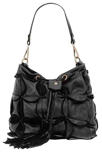 Samantha Look Handtasche Echt Leder Damen Made in Italy, Vintage Schultertasche mit Falzmuster, Umhängetasche mit Smartphonefach 021325