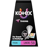 Kotex Daily Thong Liners, Wrapped, Light Absorbency, Regular Length, 58 Count (Packaging May Vary)