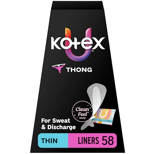 Kotex Daily Thong Liners, Wrapped, Light Absorbency, Regular Length, 58 Count (Packaging May Vary)