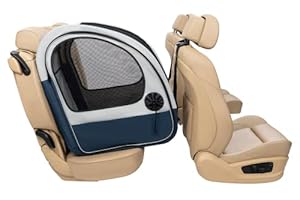 PetSafe Happy Ride Faltbare Transportbox, Hunde-Reisebox für die Autorückbank, Netztüren zur Belüftung, Blau/Grau