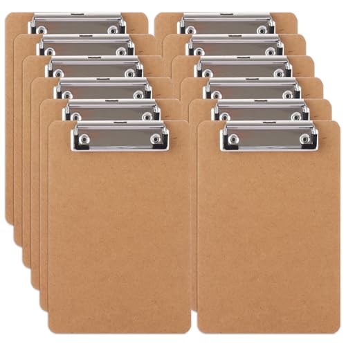 CYEER A5 Clipboard Pack of 16 Hardboard Clip Boards with Heavy Duty Clip Wooden Clipboard A5 with Hanging Hole for School Office Restaurant