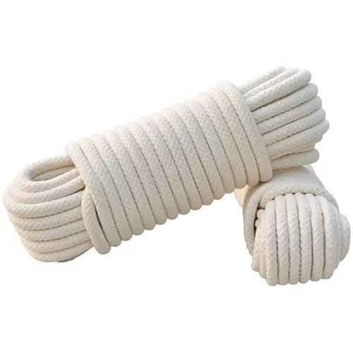 Natural Cotton Clothesline Pulley, Snag & Tear Resistant, 30m X 5.5mm, Soft Braided 190kgs Pulling Force Rope