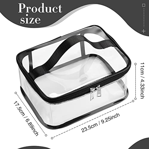 6 Pcs 9.25 X 6.89 Inch Clear Cosmetic Bags Transparent Zipper Travel Bag With Zipper Toiletry Makeup Pvc Bag Waterproof Portable Organizer Storage Pouch With Handle For Vacation Bathroom (Black Edge) #TOP1