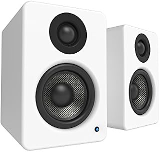 Kanto YU2MW Powered Desktop Speakers | 3" Composite Drivers | 3/4" Silk Dome Tweeter | Class D Amplifier | 100 Watts | Built-in USB DAC | Subwoofer Output | Matte White | Pair
