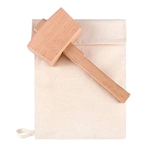 Preisvergleich Produktbild LHK Ice Mallet Bag, professioneller Barkeeper Kit Crusher, tragbare Wiederverwendbare Leinwand getrocknete Zerkleinerung mit Wood Hammer Küchenzubehör, für Home Party Bar