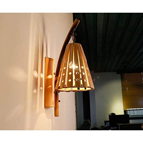 Lámpara de pared de bambú estilo japonés retro con diseño de líneas simples 3