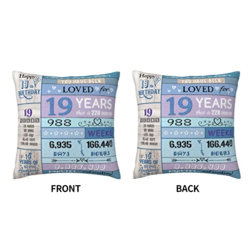 Debleteomh 19Th Birthday Decorations For Girl - Gifts For 19 Year Old Female - 19 Year Old Girl Birthday Gifts - 19Th Birthday Gifts For Girls Throw Pillow Covers 18X18 Inch #TOP1