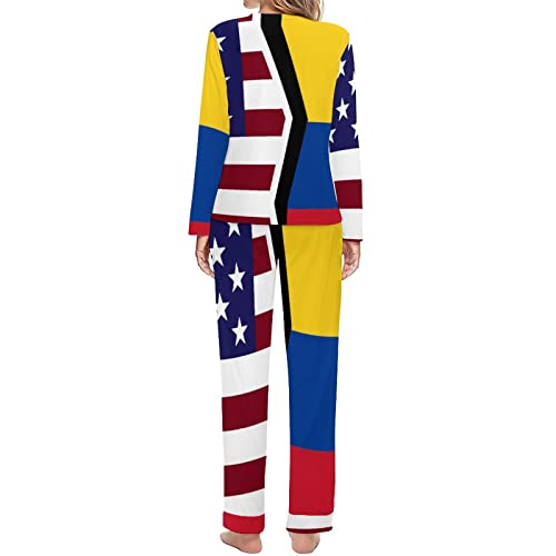 American And Colombian Flag 女性用パジャマセット2点セッ