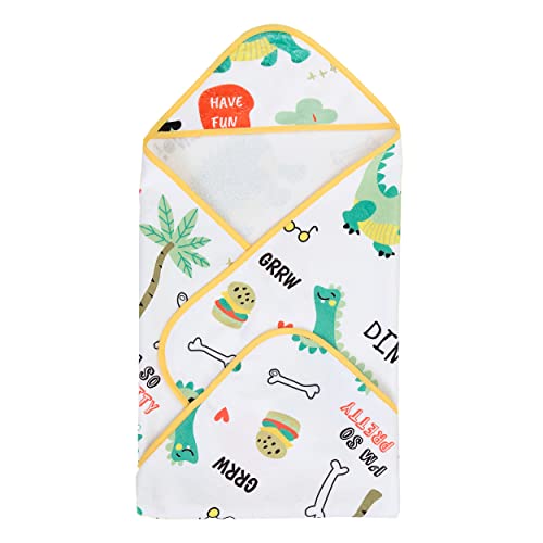 HAMUR HOME Baby Serviette À Capuche Serviette De Bain en Coton pour Enfants 75x75cm pour Bébés (Dino) Cover