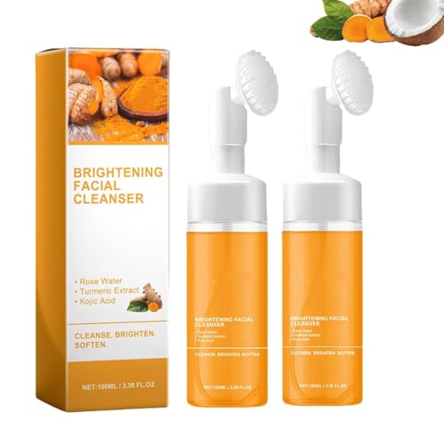 Turmeric Facial Wash,Turmeric Facial Cleanser, Foaming Face Wash, turmeric face wash Deep Clean and Firm Pores,Turmeric Foaming Cleanser for All Skin, 3.38 Fl Oz/pcs (2)