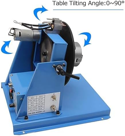 10KG Rotary Welding Positioner Turntable, Adjustable 0-90° Angle, 65/80mm Chuck Table, Heavy-Duty Welding Workbench for Precision Positioning