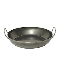 Pyrolux Industry Blue Steel Paella Pan, 45 cm/9.4 Litre, Black