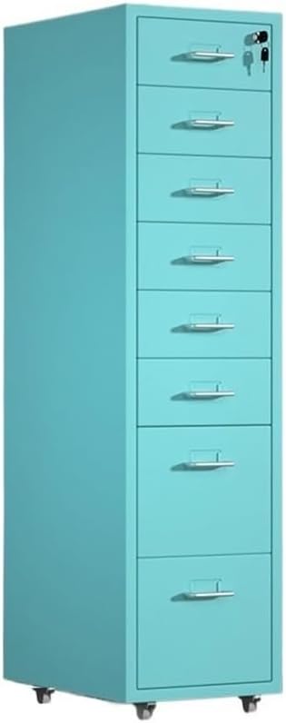 File Cabinet Metal File Data Organizer Multifunctional Office Storage Drawer Cabinet 8 Layer Large Capacity with Lock Office Cabinet(Blue)
