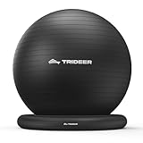 Trideer Exercise Ball for Office Desk, Yoga Ball Chair to Relieve Back Pain, Stability & Fitness Ball Seat with Base, Home Gym Core Workout, Abs, Stretching & Therapy